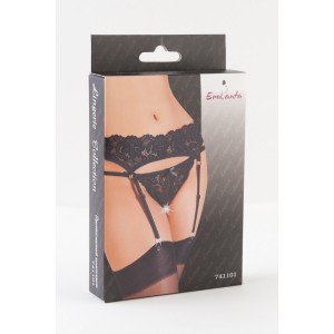 Эротический комплект: пояс для чулок и трусики с доступом черные р-р 46-48 (иной угол)