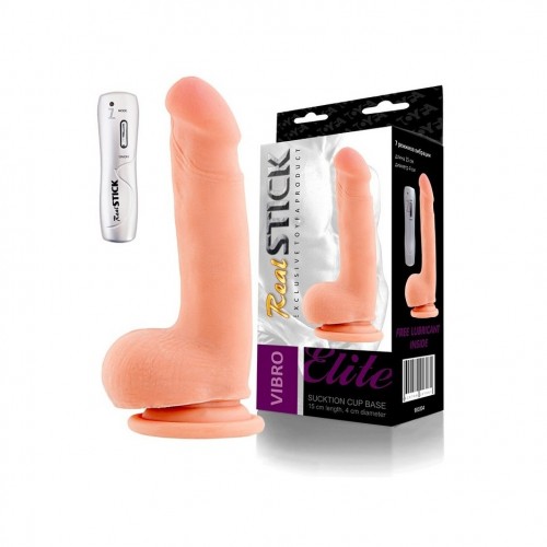 Реалистичный вибратор TOYFA RealStick Elite Vibro, TPR, телесный, 7 режимов вибрации, 18,5 см с пультом
