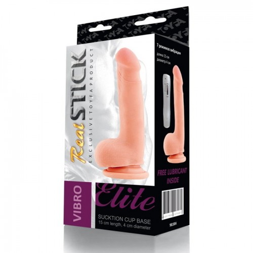 Реалистичный вибратор TOYFA RealStick Elite Vibro, TPR, телесный, 7 режимов вибрации, 18,5 см с пультом