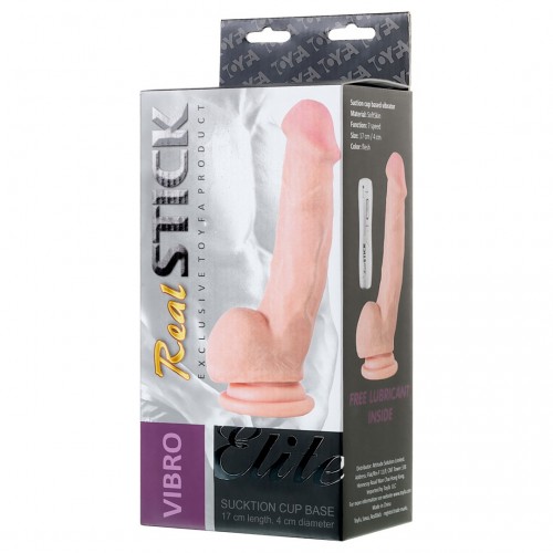 Реалистичный вибратор TOYFA RealStick Elite Vibro, TPR, телесный, 7 режимов вибрации, 20 см