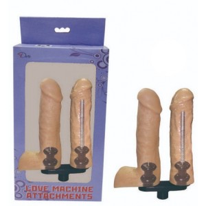 Сменная двойная насадка для секс машин, Diva, фаллос, TPR, телесный, 18  см (иной угол)