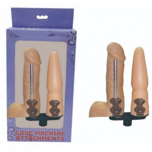 Сменная двойная насадка для секс машин, Diva, TPR, телесный, 18 см (иной угол)