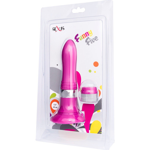 Нереалистичный вибратор Sexus Funny Five, ABS пластик, Фиолетовый, 18,5 см