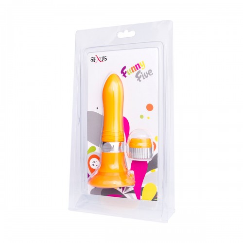 Нереалистичный вибратор Sexus Funny Five, ABS пластик, Оранжевый, 18,5 см
