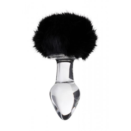 Анальная втулка Sexus Glass, Стекло, с черным хвостиком, 9,5 см