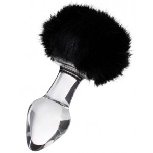Анальная втулка Sexus Glass, Стекло, с черным хвостиком, 9,5 см