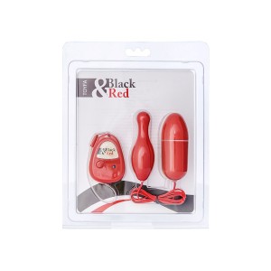 Красное виброяйцо и вибропуля с дистанционным управлением и 5 режимами вибрации (иной угол)