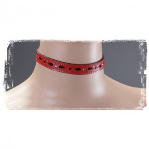 Красный ошейник декоративный со стразами в стиле БДСМ