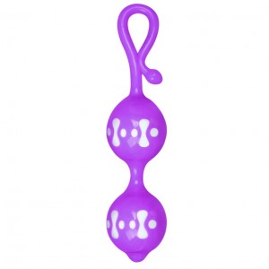 Анально-вагинальные шарики Orgasmic Balls пурпурные (иной угол)