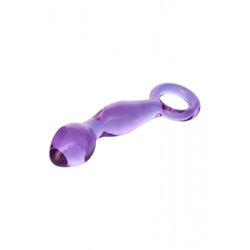 Анальный фаллоимитатор Sexus Glass с кольцом, стекло, сиреневый, 12,5 см