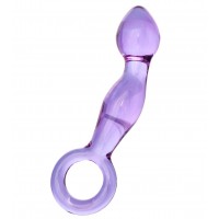 Анальный фаллоимитатор Sexus Glass с кольцом, стекло, сиреневый, 12,5 см
