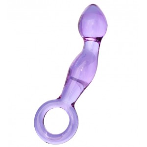 Анальный фаллоимитатор Sexus Glass с кольцом, стекло, сиреневый, 12,5 см