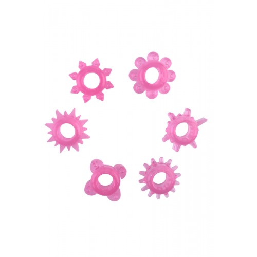 Набор колец на пенис 6 шт TOYFA, TPE, розовый