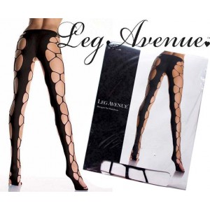 Черные колготки в крупную сетку (иной угол)