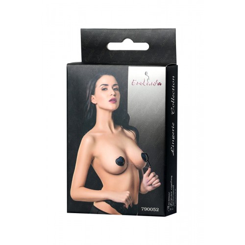 Пэстис Erolanta Lingerie Collection в форме сердец со стразами и цепочкой черно-белые