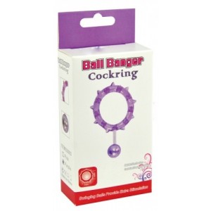 Кольцо с утяжеляющим шариком фиолетовое Ball Banger Cock Ring (иной угол)