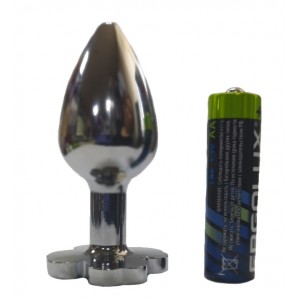 Анальный плаг с кристаллом в виде цветка Клевера прозрачный (иной угол)