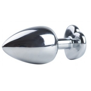 Анальная пробка с голубым камушком-сердечком размер S (иной угол)