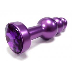 Анальная елочка фиолетового цвета с фиолетовым стразом (иной угол)