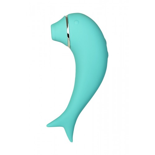 Вакуум-волновой стимулятор клитора и вибратор Dolphin, силикон, бирюзовый, 17,5 см.