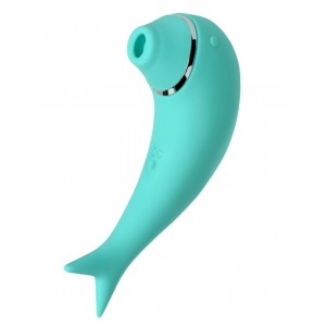 Вакуум-волновой стимулятор клитора и вибратор Dolphin, силикон, бирюзовый, 17,5 см.