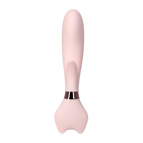 Вибратор с клиторальным стимулятором Sinjoys CAT Vivi, силикон, розовый, 21,7 см