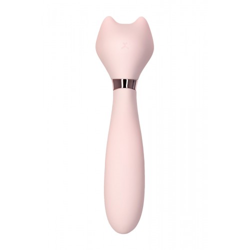 Вибратор с клиторальным стимулятором Sinjoys CAT Vivi, силикон, розовый, 21,7 см