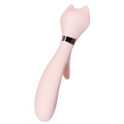 Вибратор с клиторальным стимулятором Sinjoys CAT Vivi, силикон, розовый, 21,7 см
