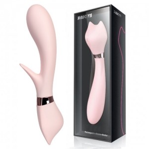 Вибратор с клиторальным стимулятором Sinjoys CAT Vivi, силикон, розовый, 21,7 см