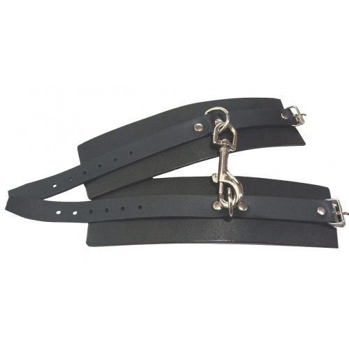 Черные наручники Hand Made из натуральной кожи