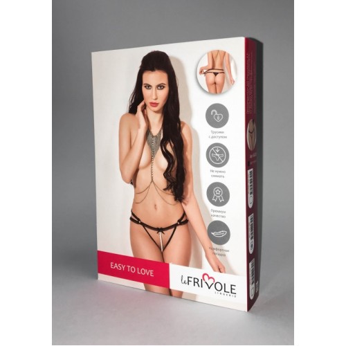 Чарующие трусики с доступом рюшами и жемчужной нитью XS/S