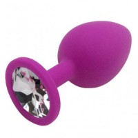 Пурпурная силиконовая пробка с прозрачным стразом L