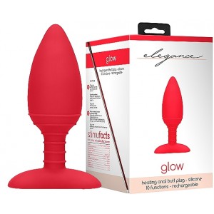 Красная анальная пробка Glow с функцией нагрева
