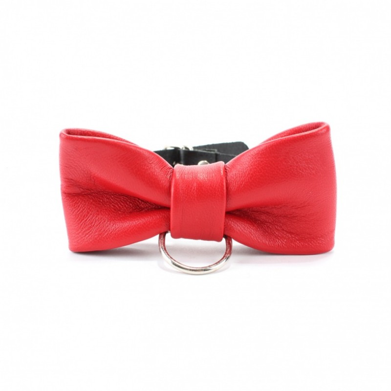 Тонкий ошейник с красной бабочкой