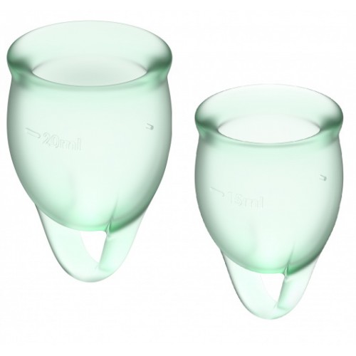 Менструальные чаши Satisfyer Feel Confident 2 шт, светло-зелёные