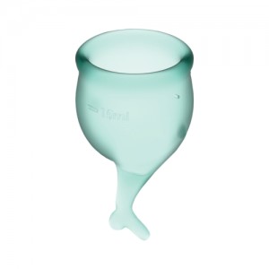Менструальные чаши Satisfyer Feel Secure 2 шт, зеленые (иной угол)