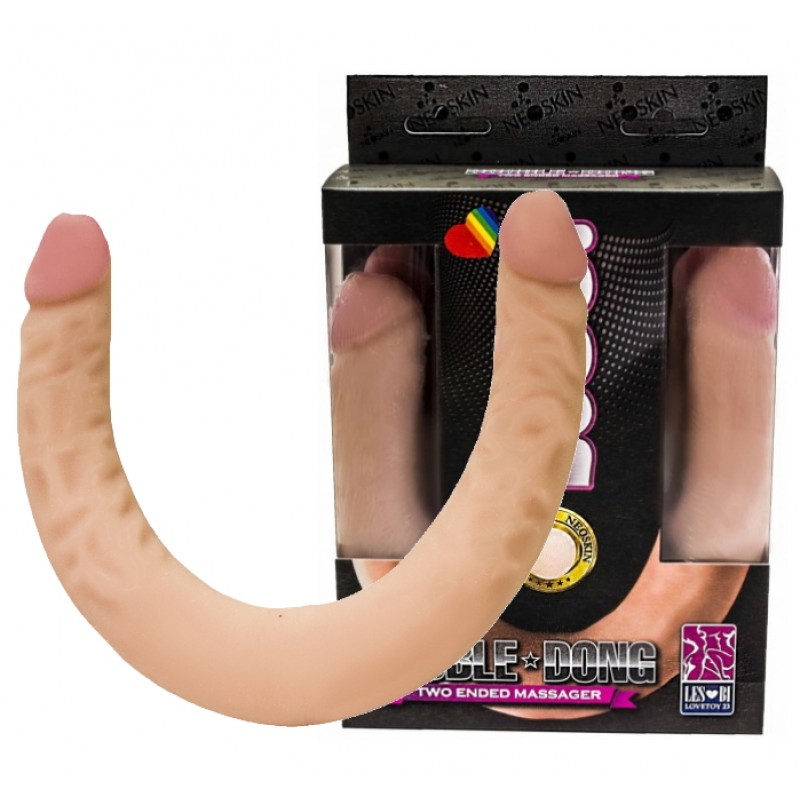 Двойной фаллоимитатор Lesbi Touch телесного цвета 42 см