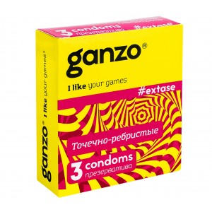 Презервативы Ganzo №3 Extase точечно-ребристые