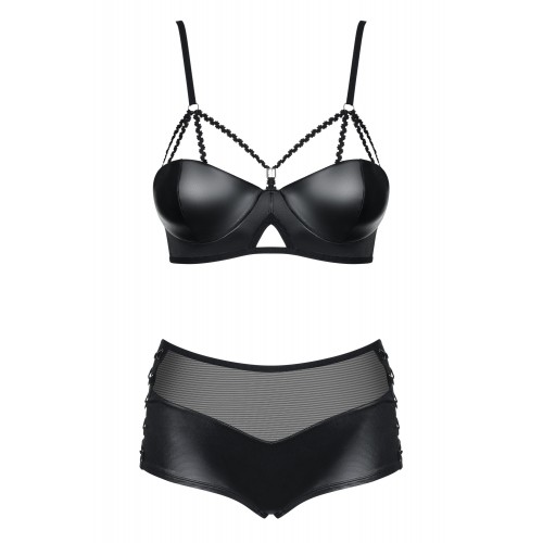 Дерзкий черный комплект из материала Wet Look Leatheria L/XL