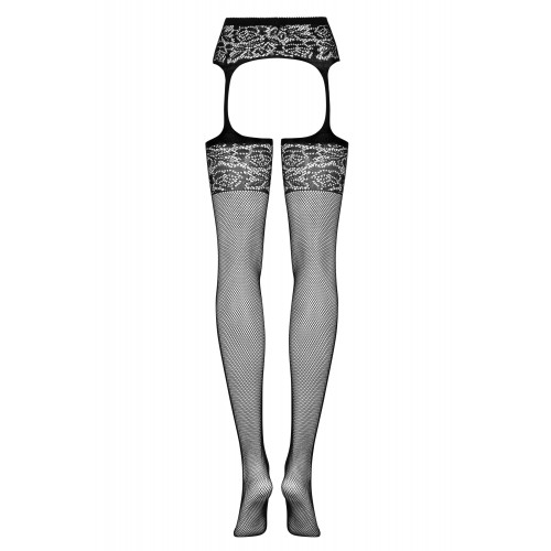 Черные чулки в сеточку с поясом S500 S/L