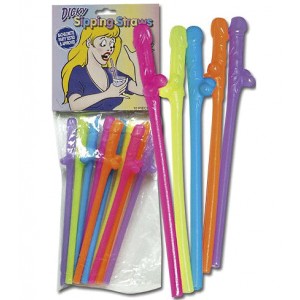 Разноцветные трубочки для коктейлей Penis Straws Coloured 10 шт.