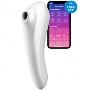 Клиторальный стимулятор + вибратор 2 в 1 Satisfyer Dual Pleasure с управлением через смартфон жемчужный
