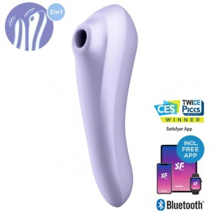 Клиторальный стимулятор + вибратор 2 в 1 Satisfyer Dual Pleasure с управлением через смартфон сиреневый Клиторальный стимулятор + вибратор 2 в 1 Satisfyer Dual Pleasure с управлением через смартфон сиреневый (иной угол)