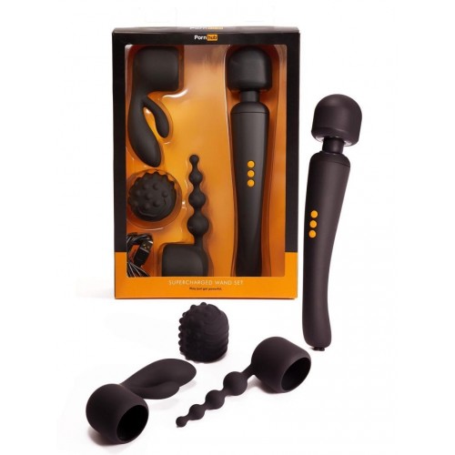 Вибромассажер с насадками Pornhub Supercharged Wand Set
