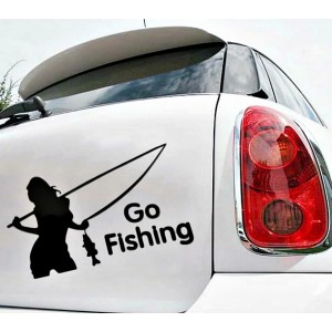 Виниловая наклейка на авто Go Fishing (иной угол)