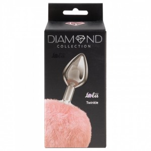 Анальная пробка с розовым хвостиком Diamond Twinkle (иной угол)