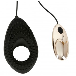 Эрекционное черное виброкольцо Couple's Cushion 3 в 1 с выносным пультом управления (иной угол)