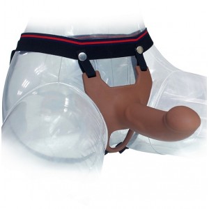 Реалистичный фаллопротез Aphrodisia 14,5 см мулат (иной угол)