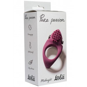 Эрекционное виброкольцо с клиторальным стимулятором Pure Passion Midnight бордовое (иной угол)