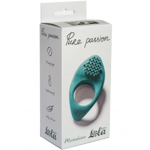 Эрекционное виброкольцо с клиторальным стимулятором Pure Passion Moonshine зеленое (иной угол)